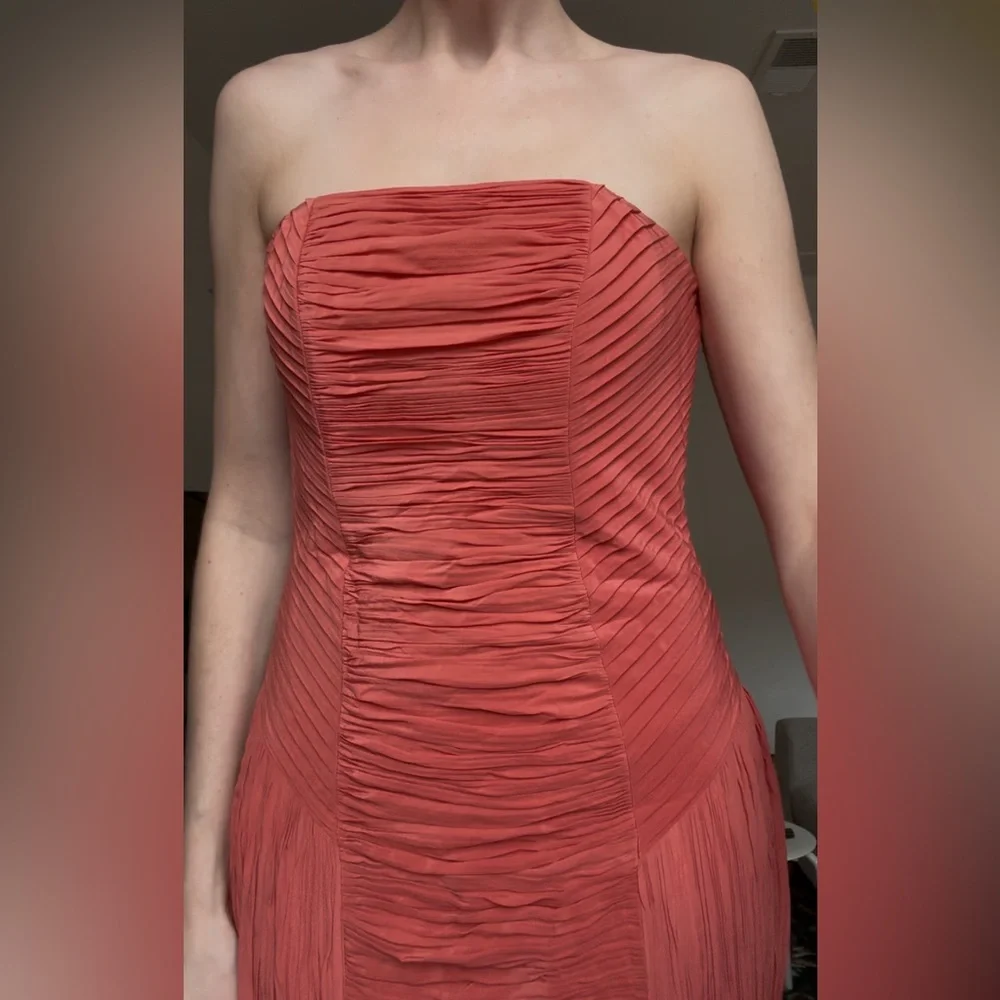 Carlos Miele | Ruched Cocktail Dress | Coral Pink - Picture 4 of 5